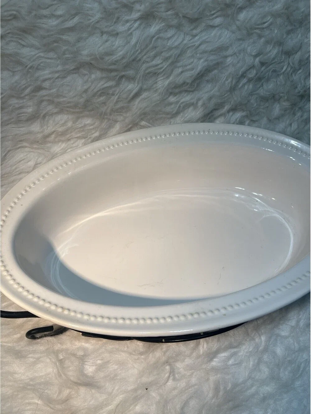 Certified International Oval Serving Dish Stoneware Bakeware with Metal Stand